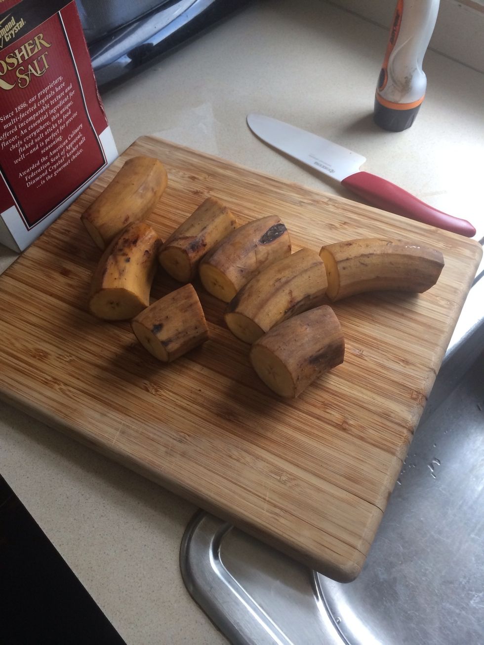 Chop very ripe plantains