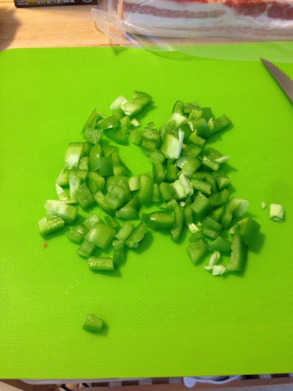 Chop your bell peppers.