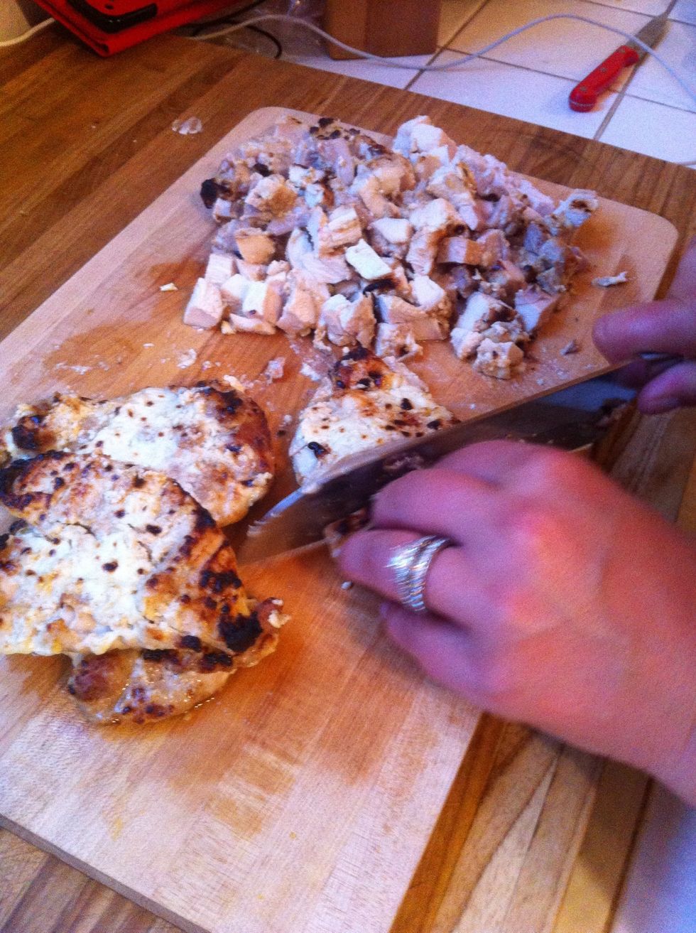chop your chicken into bite sized pieces.