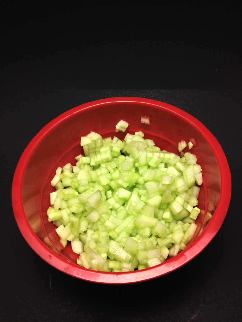 Chop your cucumber and minced your garlic
