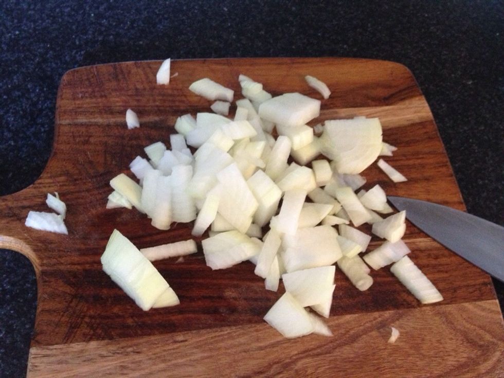 Chop your onion and add it to the pot with a bit of sea salt; saut\u00e9 until translucent.