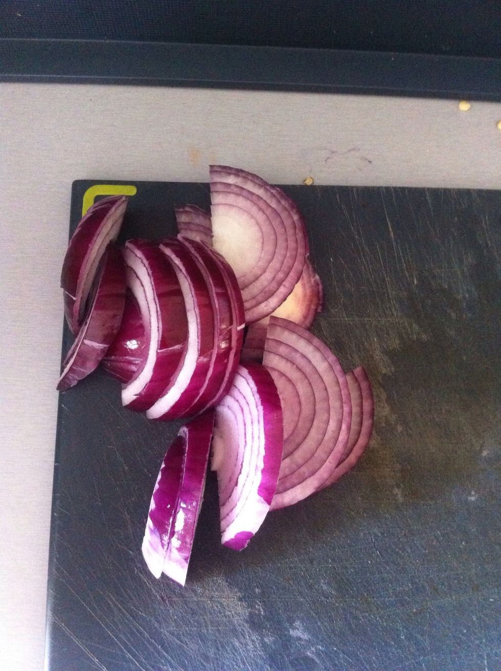 Chop your onion. I used a medium red onion.