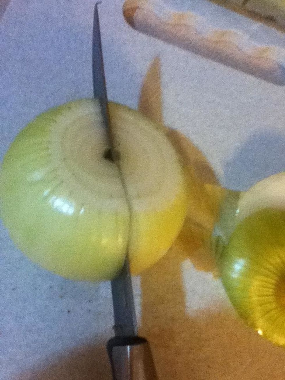 Chop your onion. Into small pieces (if you have one) If not, that's okay, most of your flavor will come from the pork sausage. Add onion to soup pot.