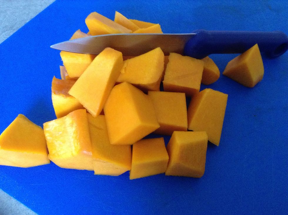 Chop your pumpkin into small chunks