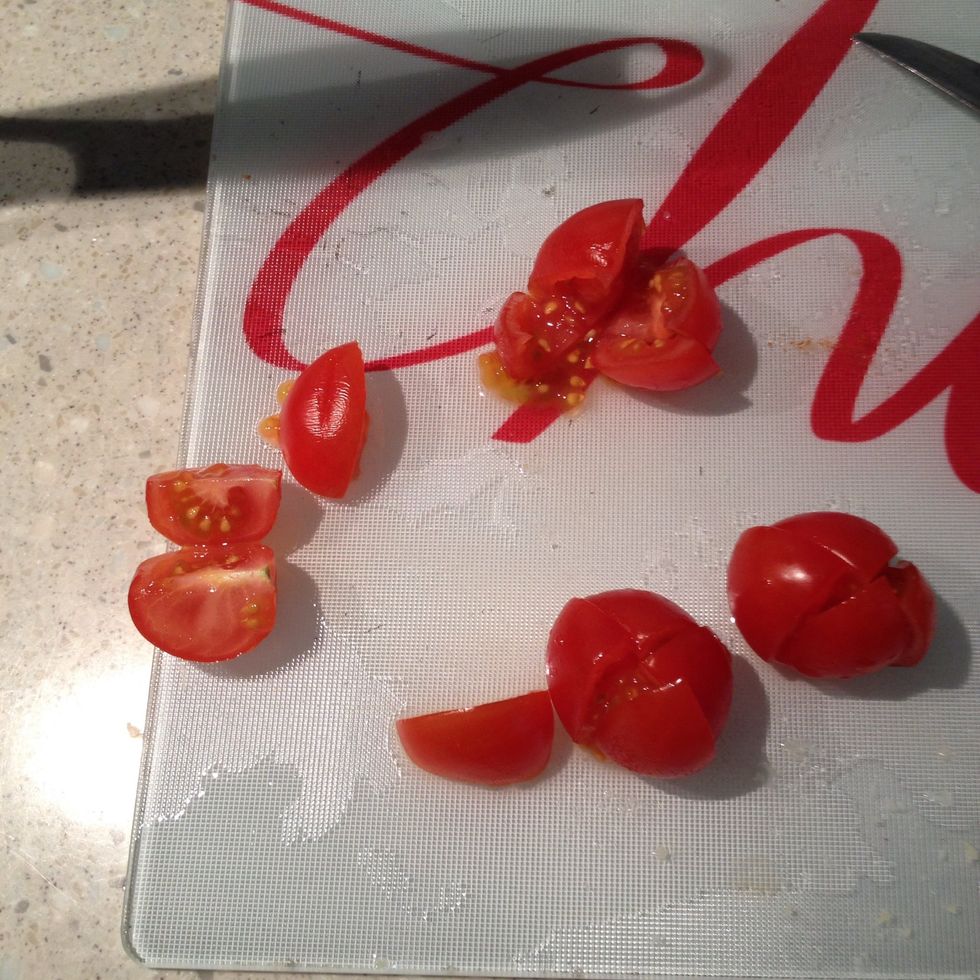 Chop your tomato, in this case I only have cherry tomatoes...