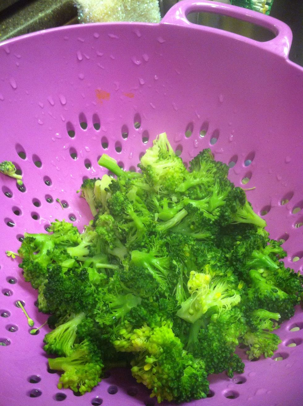 Chopped and steamed broccoli.