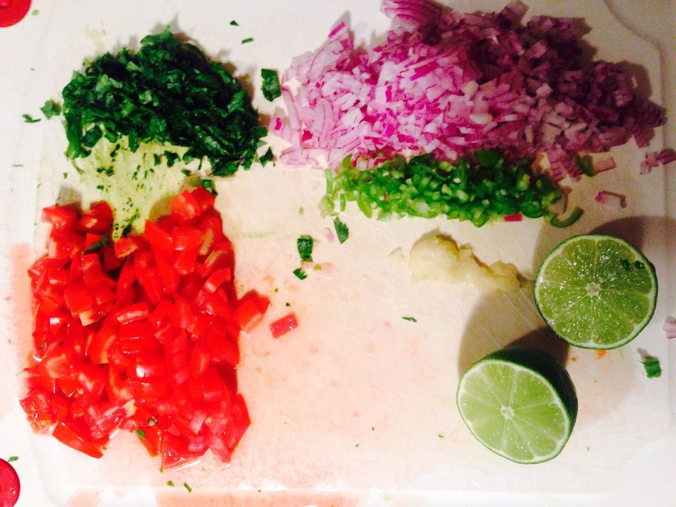 Chopped fine the ingredients