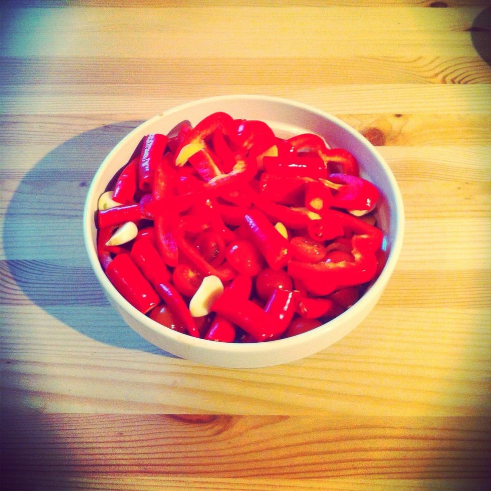 Chopped ingredients.