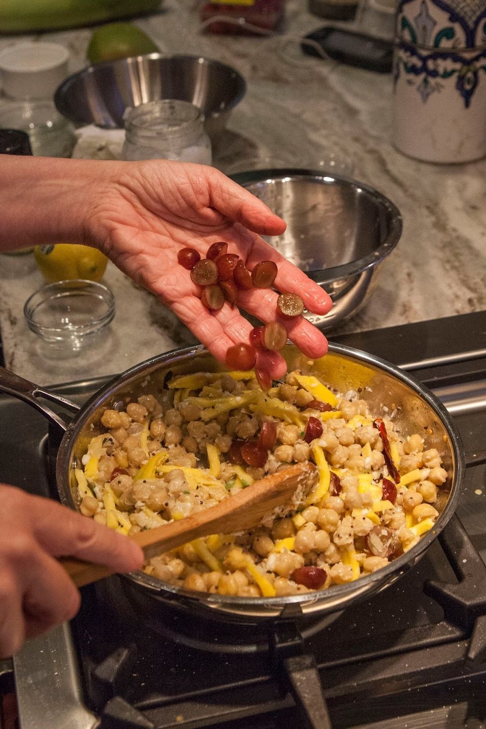 Chopped red grapes...