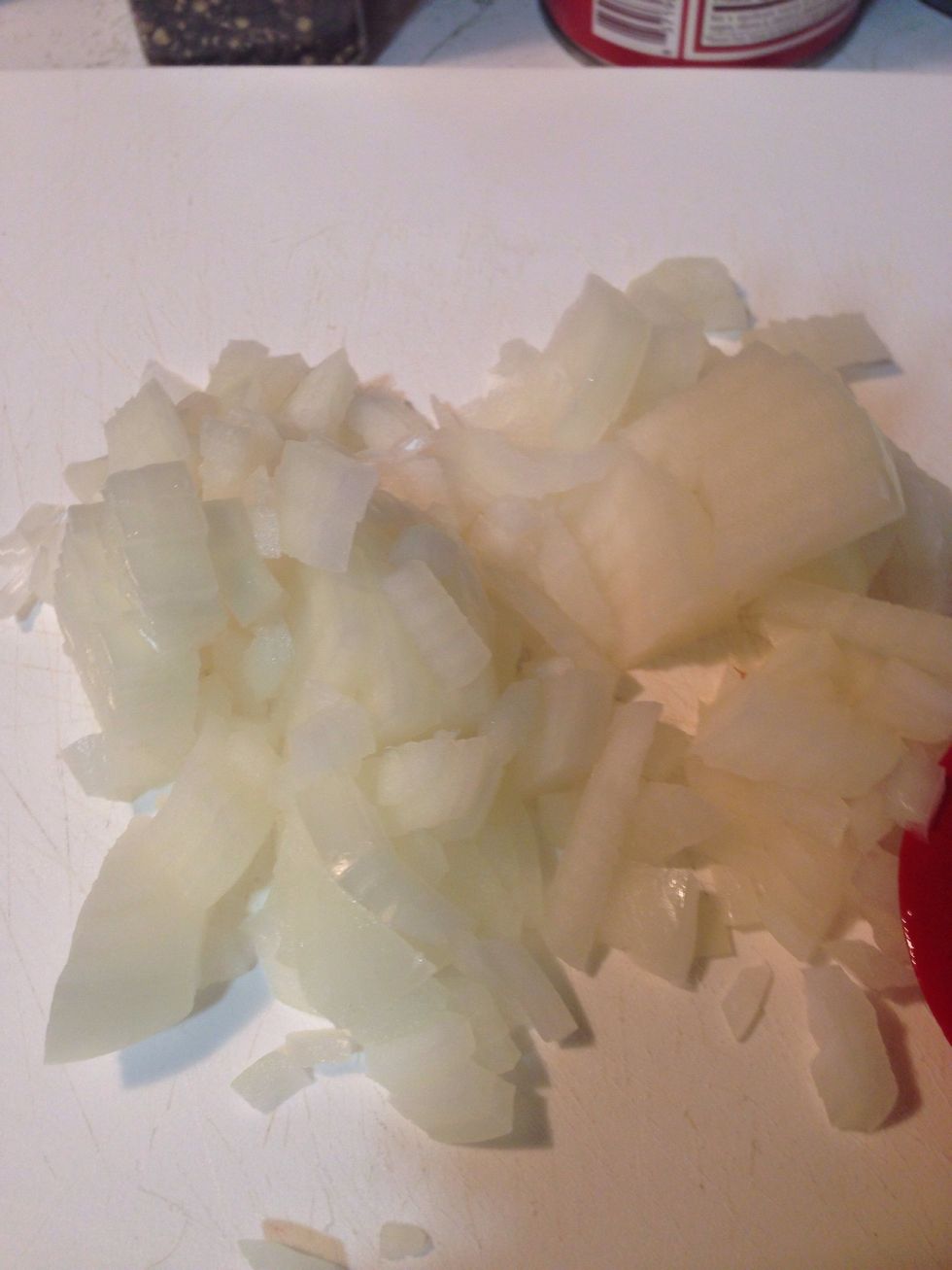Chopped your onion and mixed your garlic.