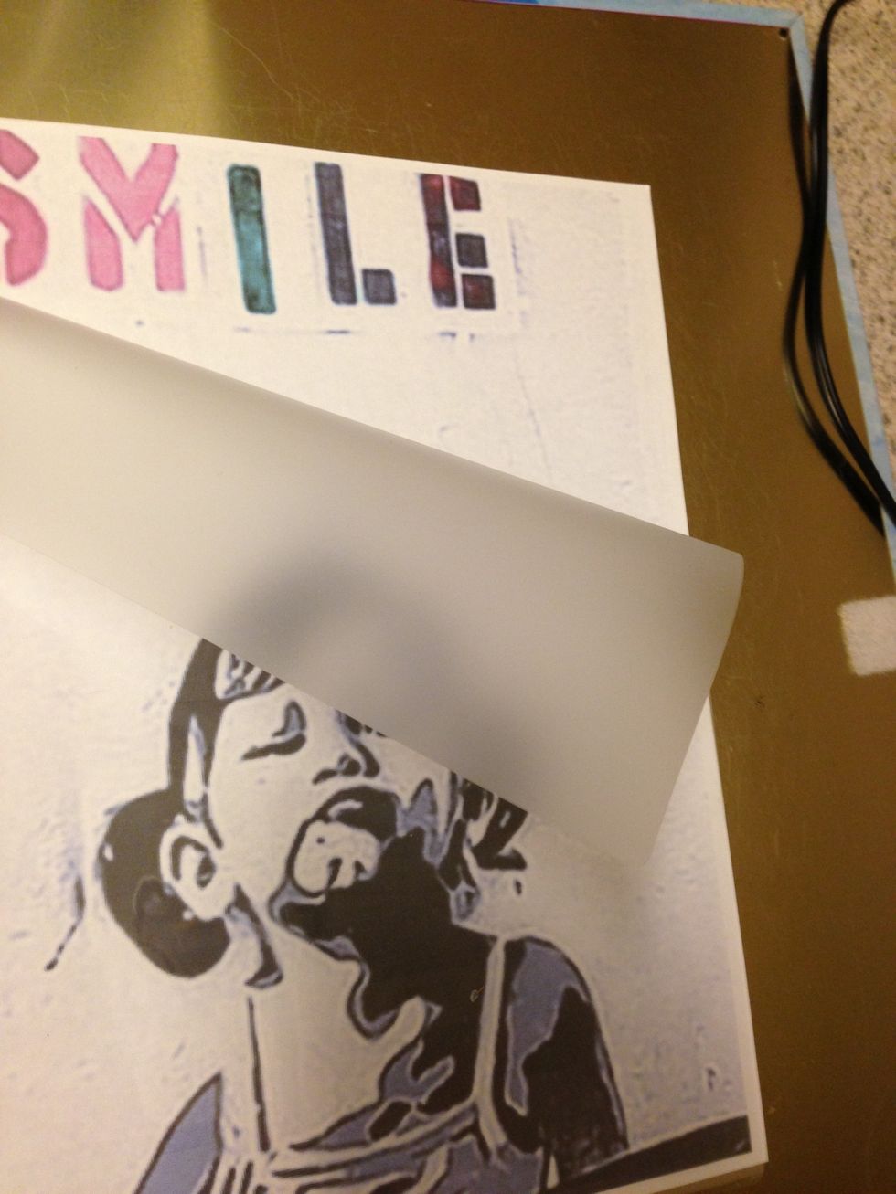 Chosen image underneath laminating sheet