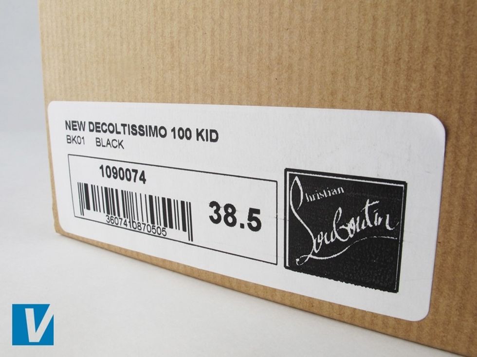 Christian Louboutin shoe boxes features a white label on the side detailing style, colour, size & the logo. Check that these details match those of the shoe.