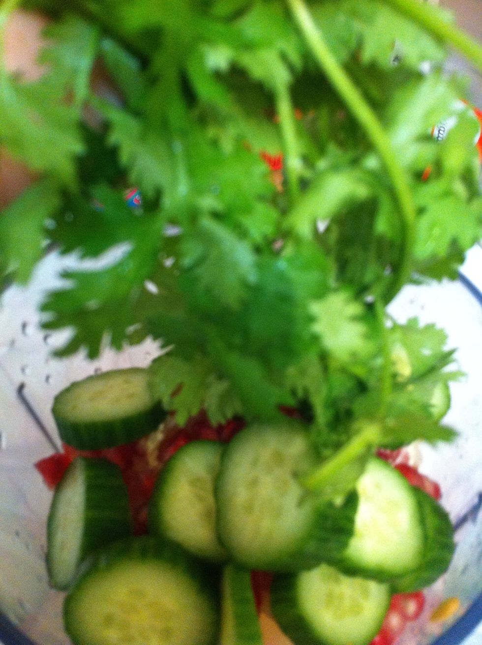 Cilantro or coriander or parsley, any of these green herbs you have in your fridge or garden, throw in your green juice to make it one shade greener n cooler