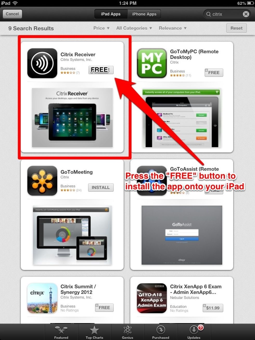 Citrix Receiver is the correct app to choose and it is free.