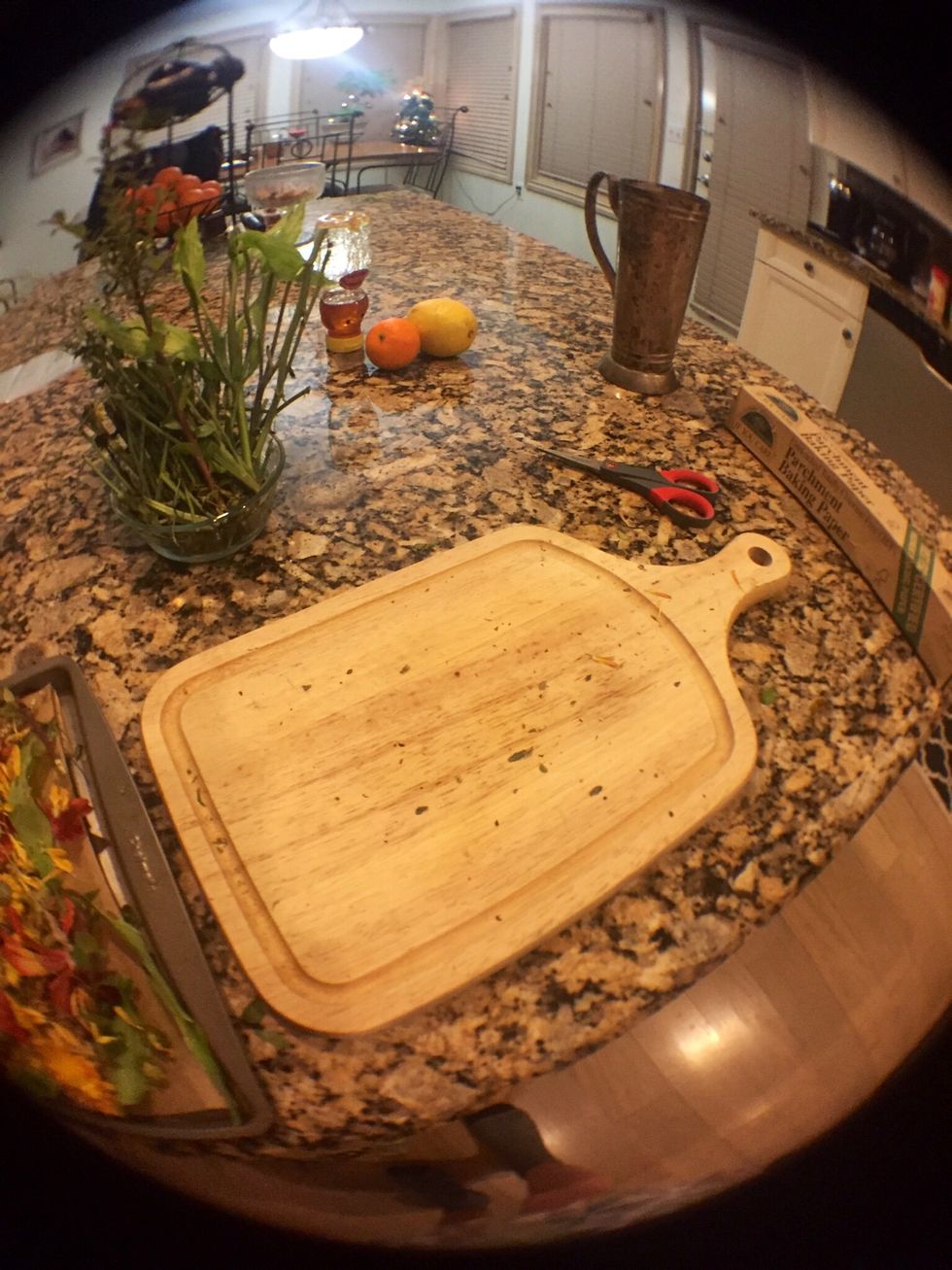 Clean as you go! Get all those extra pieces into your pan!