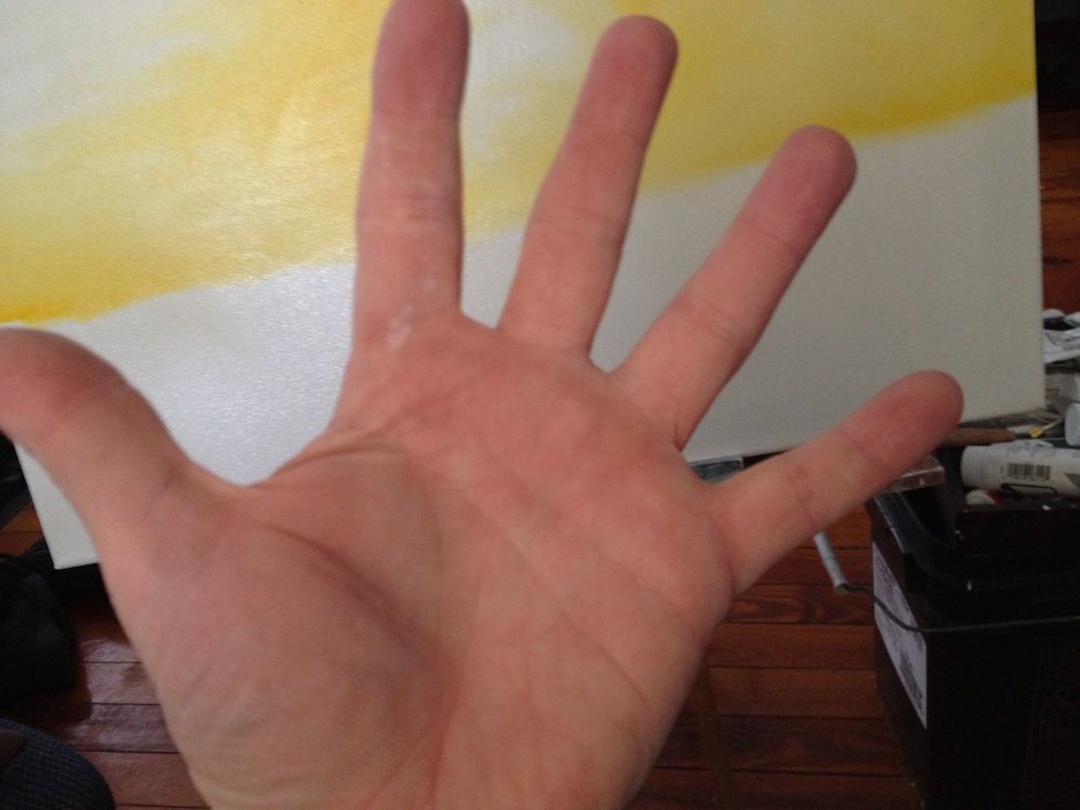 Clean off your hand with a paper towel!