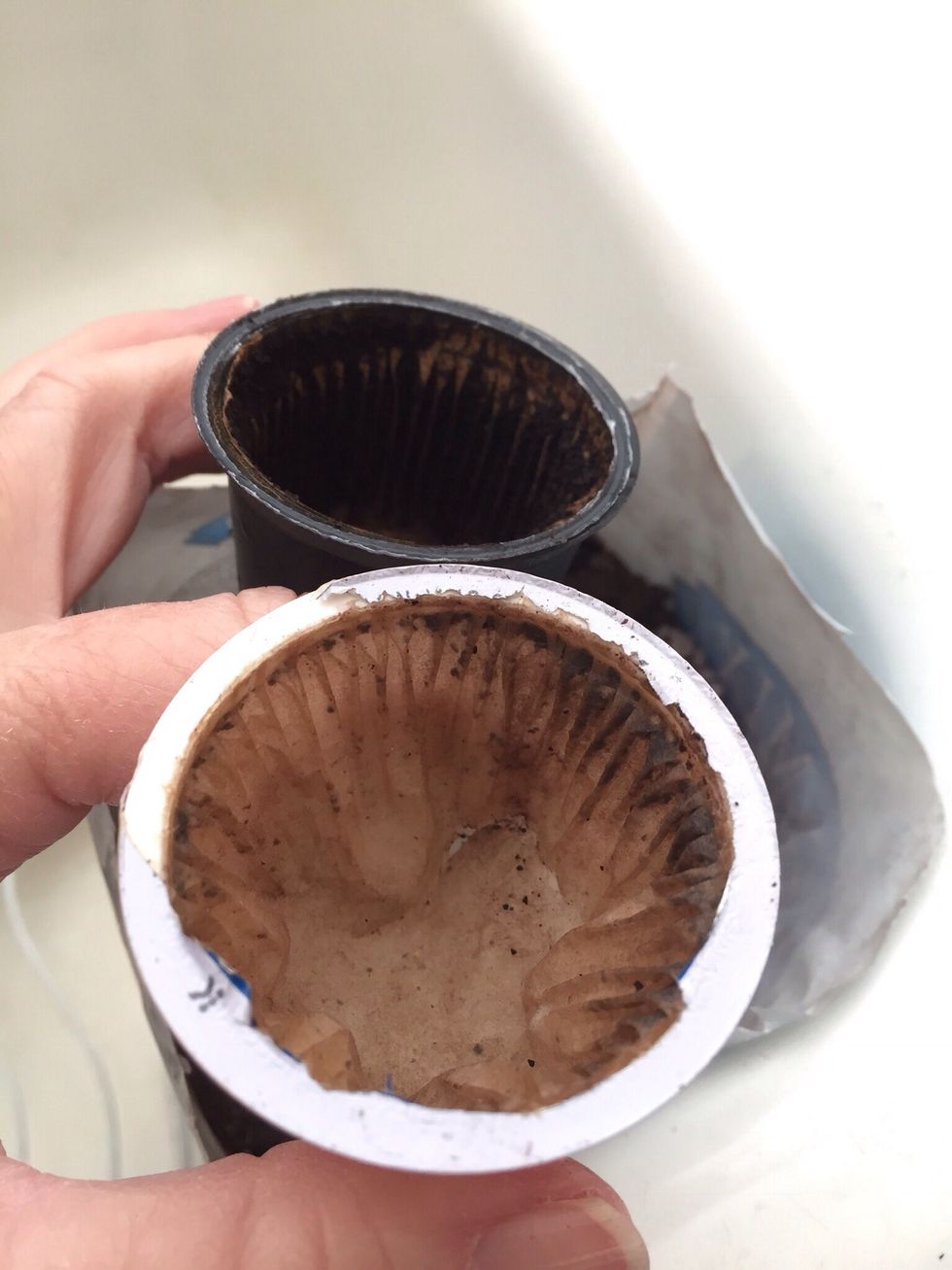 Clean out K Cups. Leave the inside filter in tact.