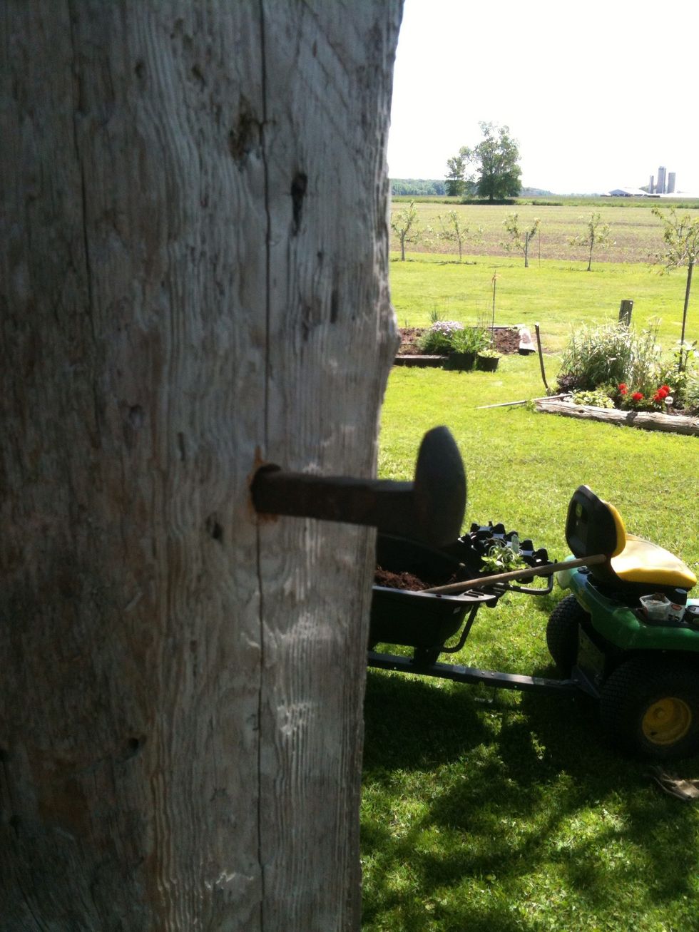 Clean out the hole and stick the spike in to see if it is deep enough. Yup! This looks good!!