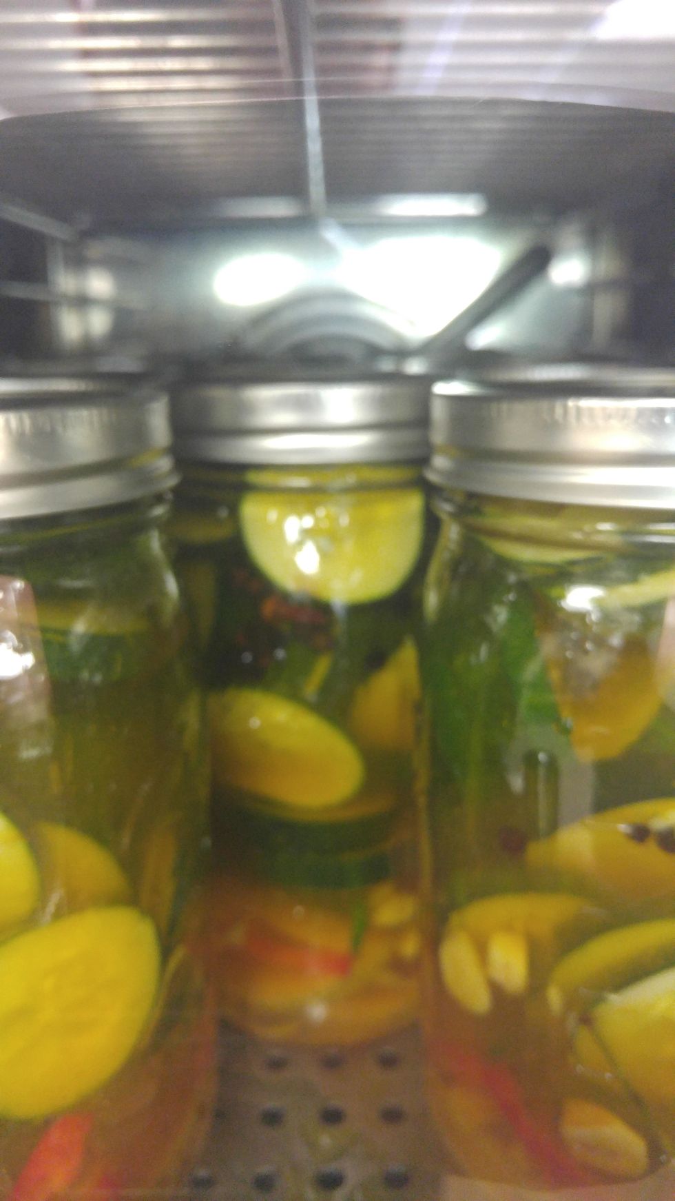 clean the sealing surface and top with clean sterilized lids and screw the cap on just until it begins to stop. Do no tighten completely as the oxygen needs to escape during the canning process.