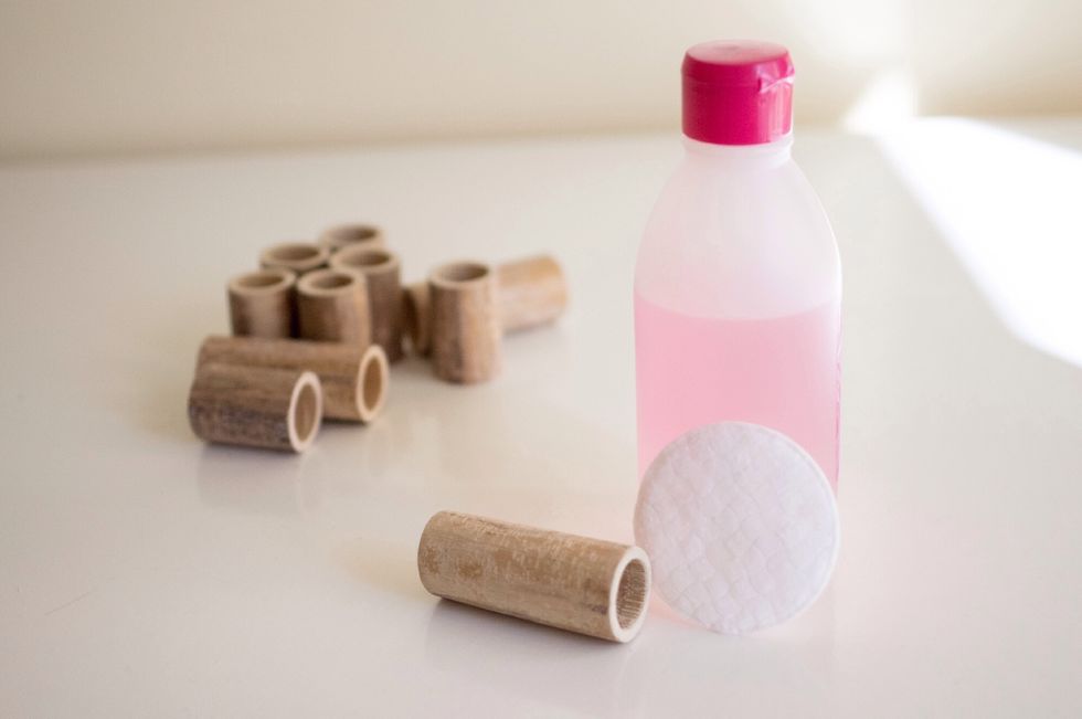 Clean the surface of all tubes using nail polish remover, and let them dry.