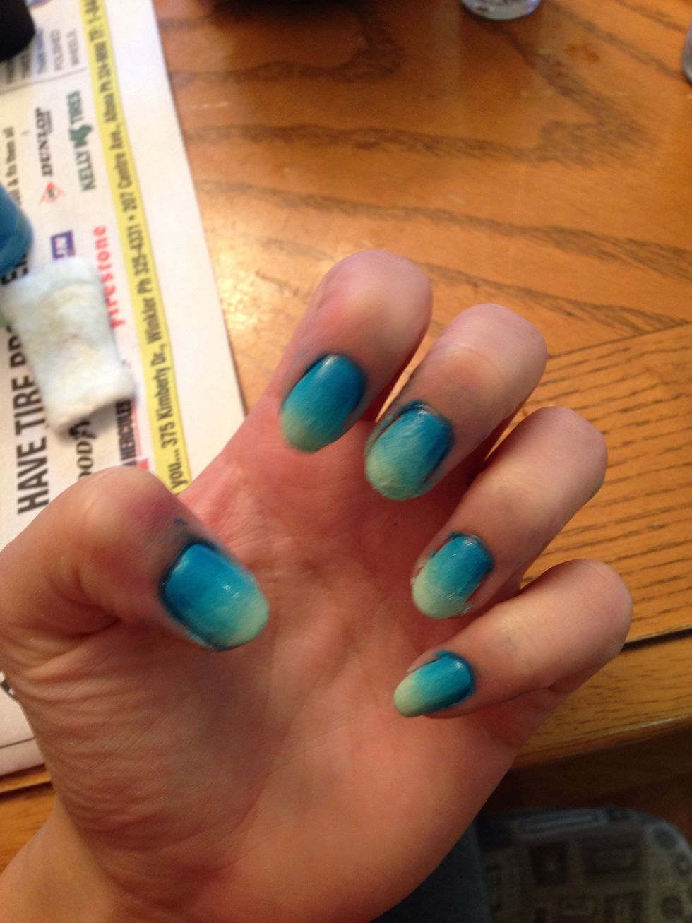 clean up the edges with cotton swabs and nail polish remover