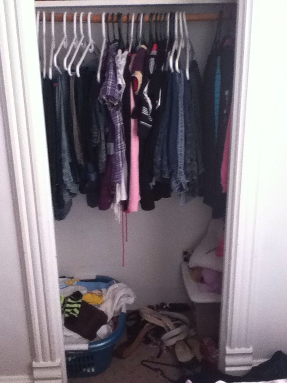 Clean your closet (I didn't do this part because there was too much clothing and stuff in here)