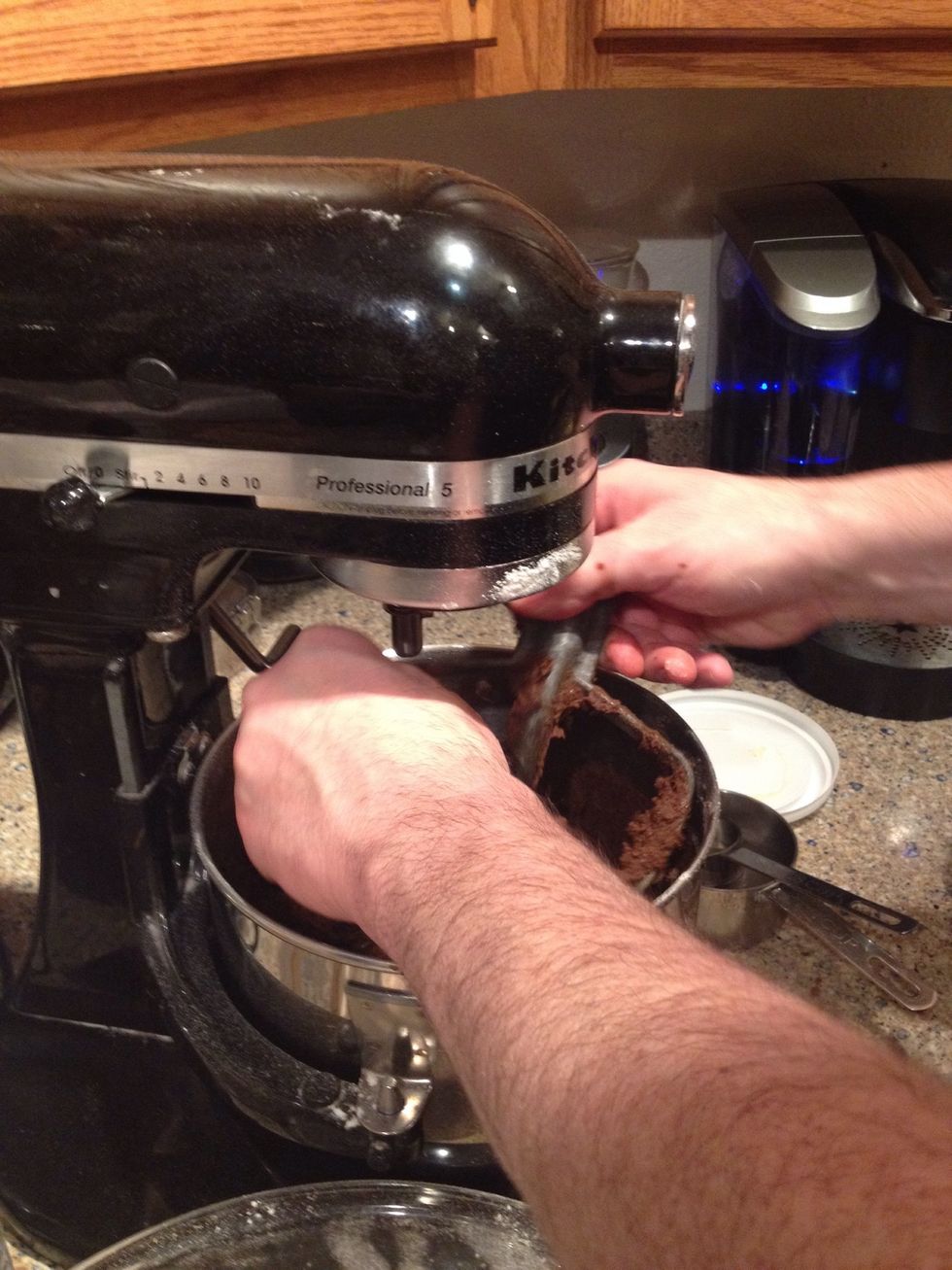 Cleaning off the paddle...