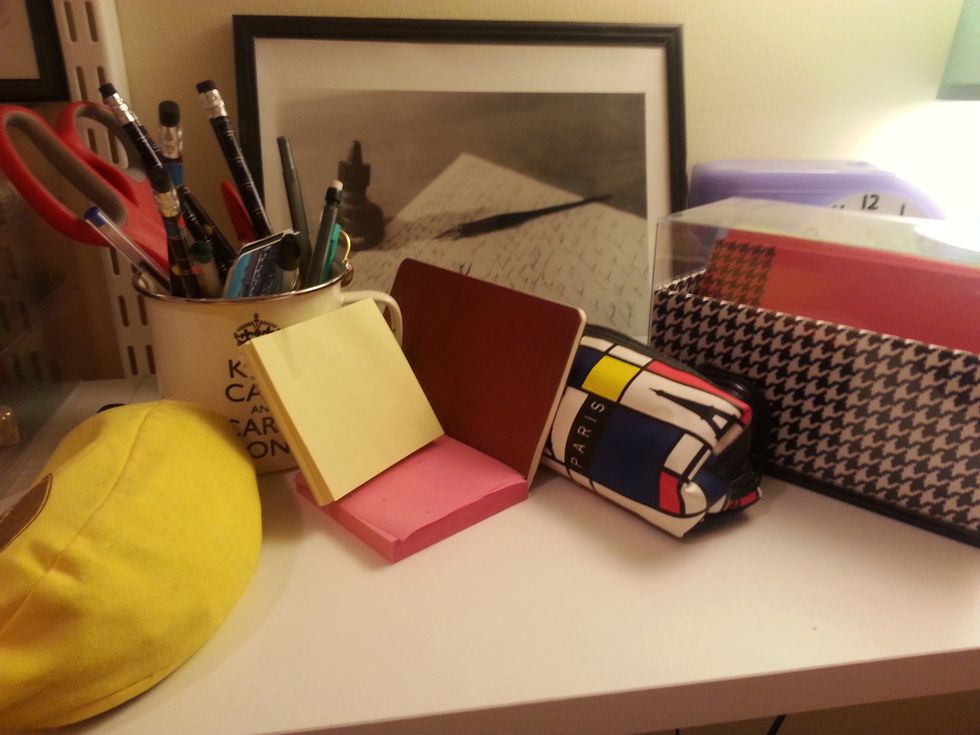 Clear out your office supplies. You know you\u2019re not going to use those extra erasers, but someone else can. Make room at your desk by boxing up supplies you never use and donate them to Goodwill.