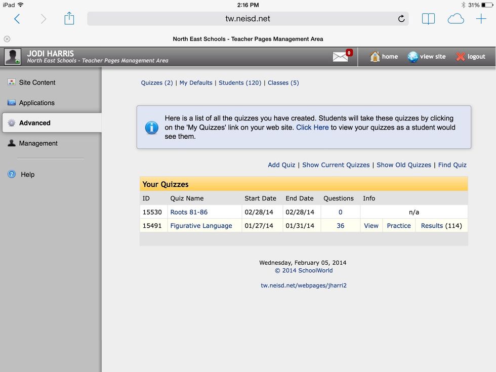 Click advanced then quizzes and this screen will appear. Click Add Quiz.