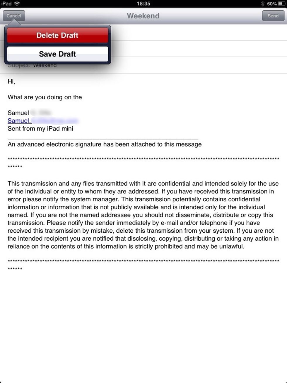 Click "Cancel", then "Save Draft"