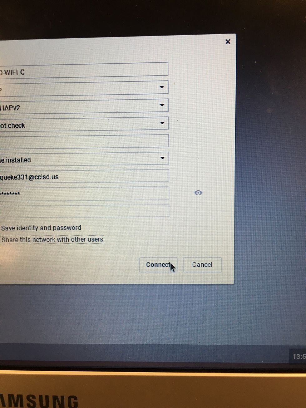 Click Connect.  Wait for a few seconds and you should be connected.   This works on android phones as well.