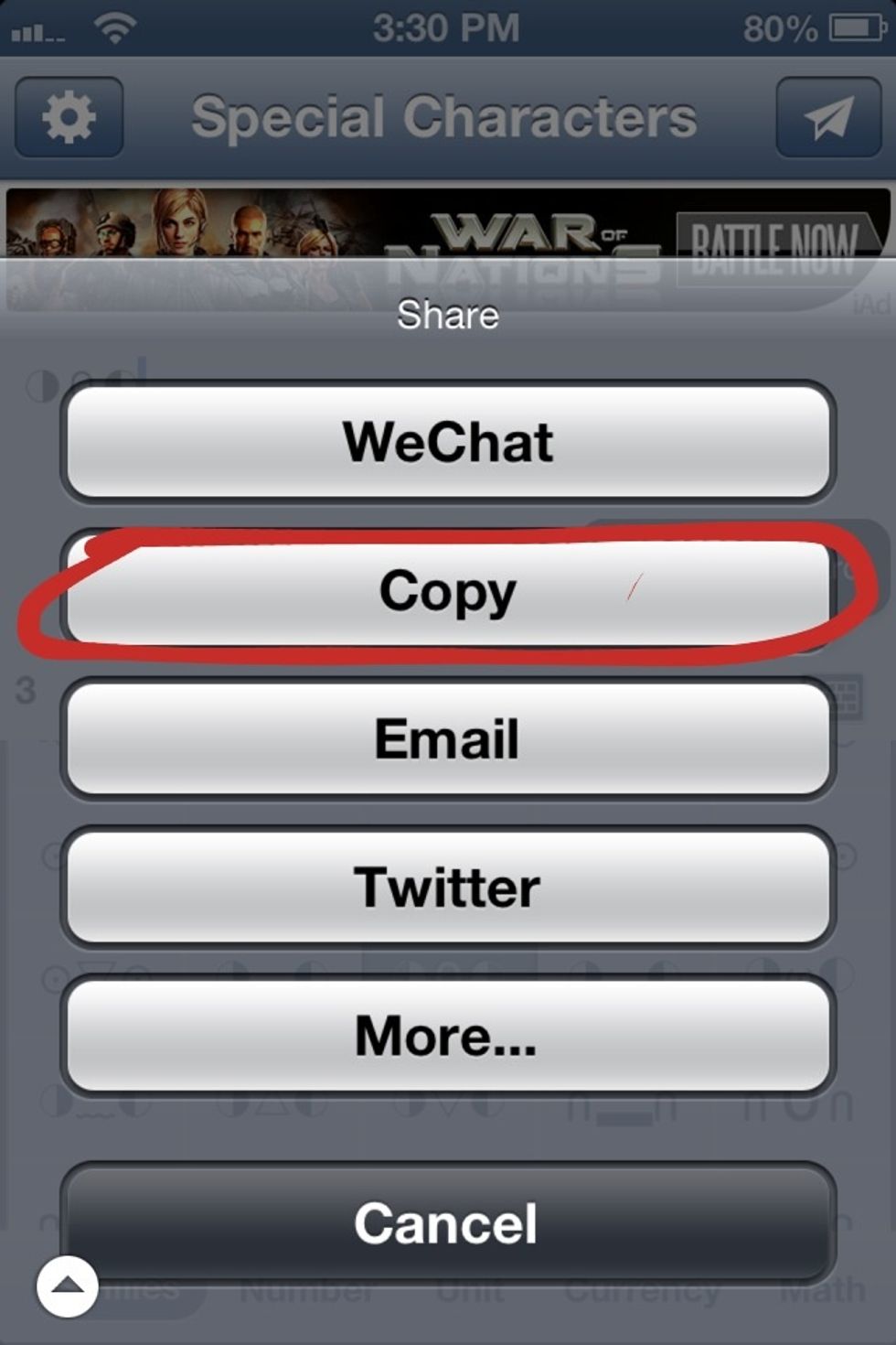 Click copy