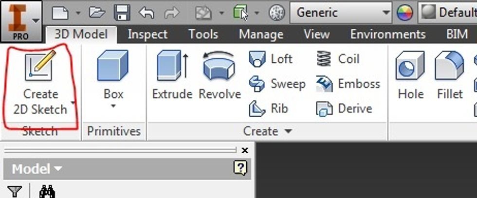 Click "Create 2D Sketch"