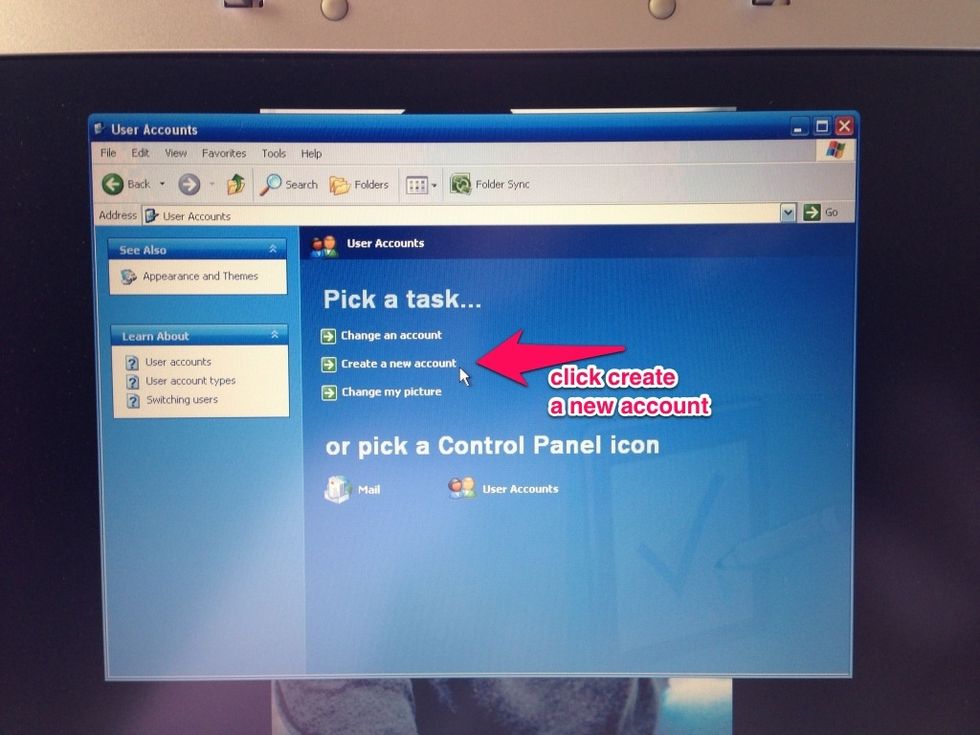 Click create a new account