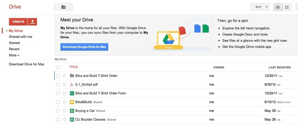 Click create and select type of document