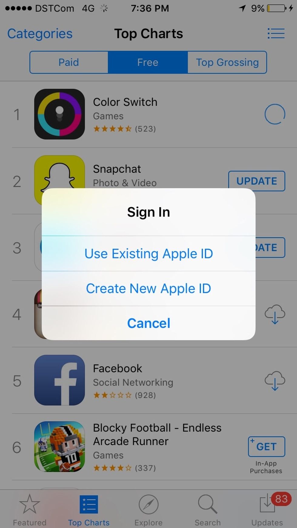 Click in "Create New Apple ID" button
