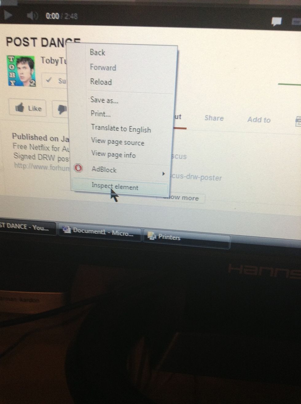 Click inspect element.