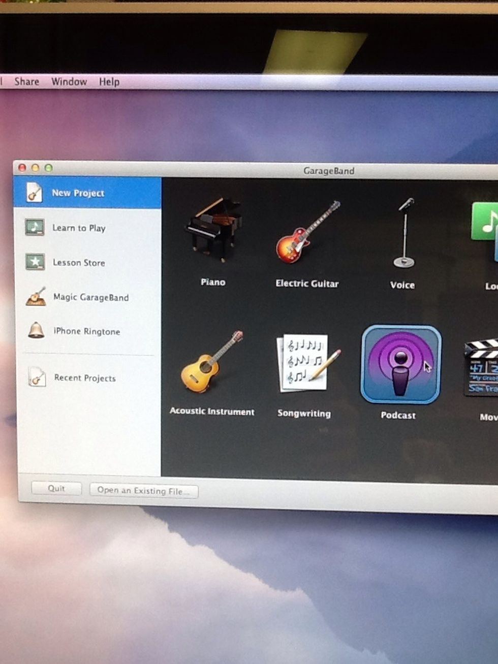 Click "New Project" and then "Podcast"
