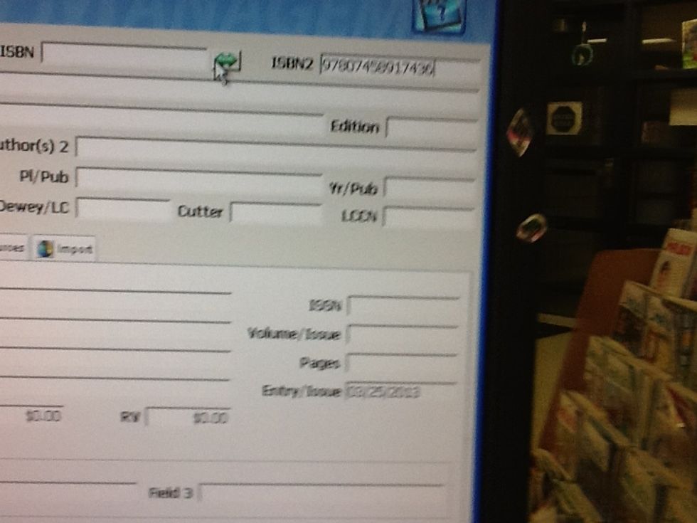 Click on arrow to fill in other ISBN.