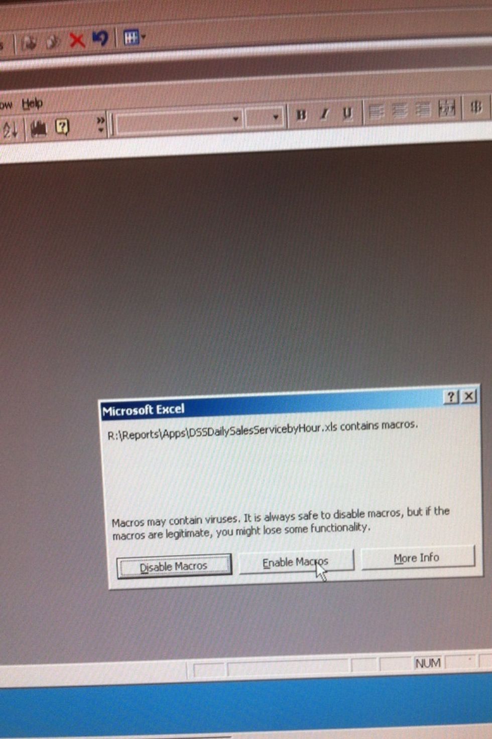 Click on enable macros
