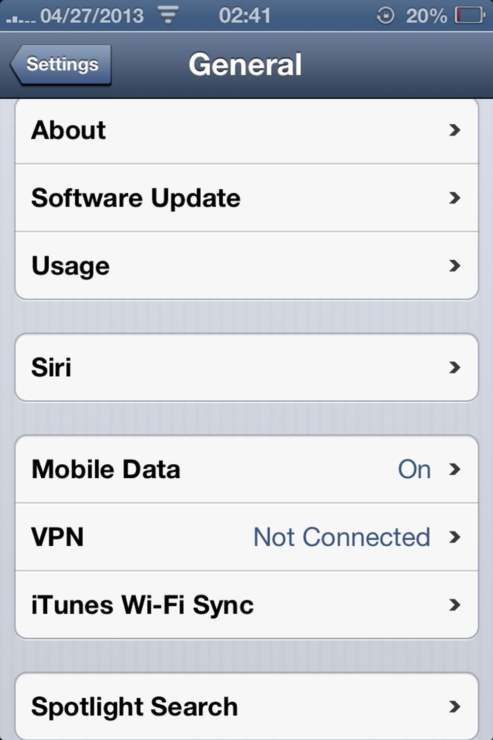 Click on General > Siri