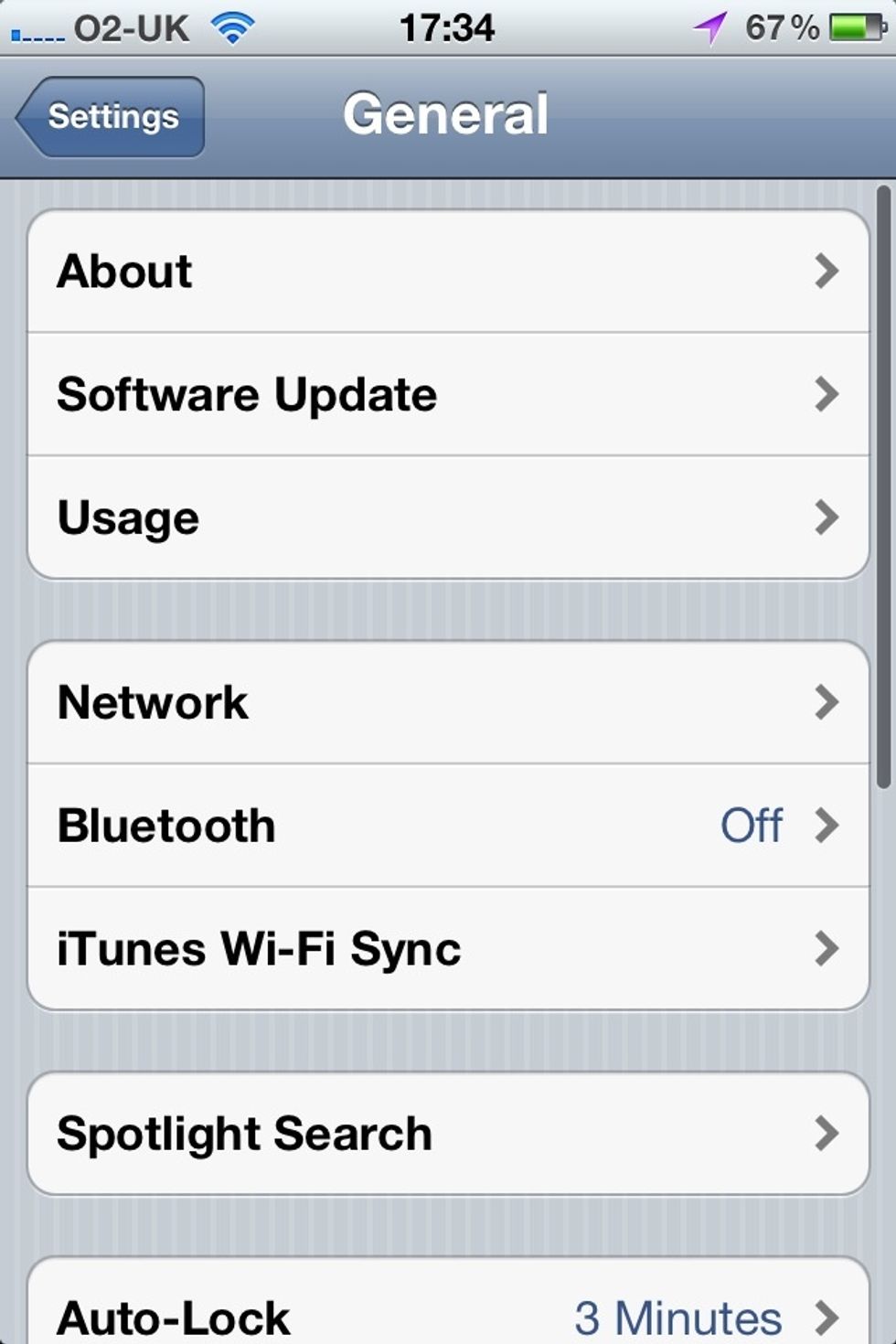 Click on General to see another list of options.