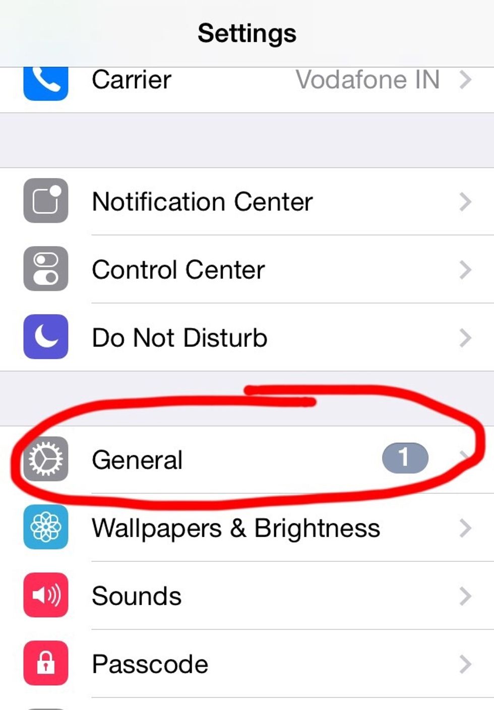 Click on 'General'