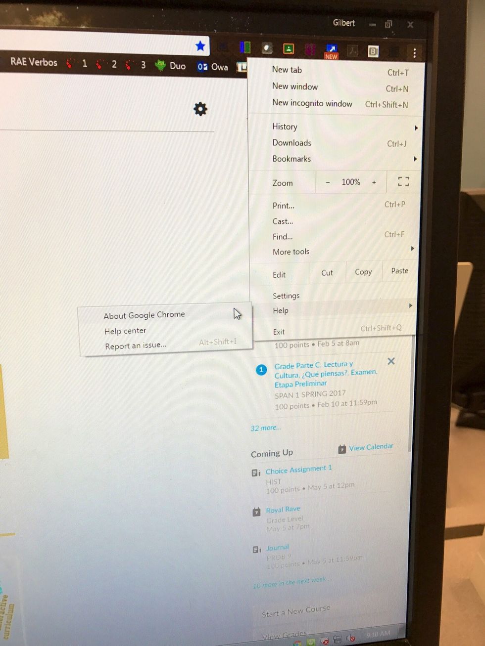 Click on "Help" and "About."