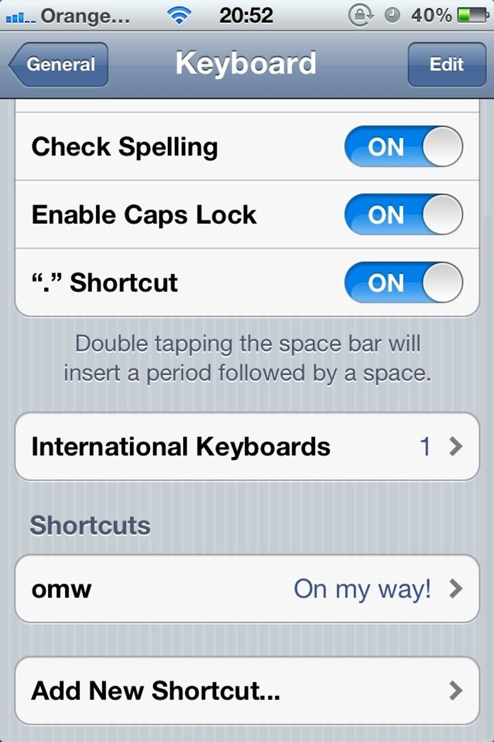 Click on 'international keyboard'