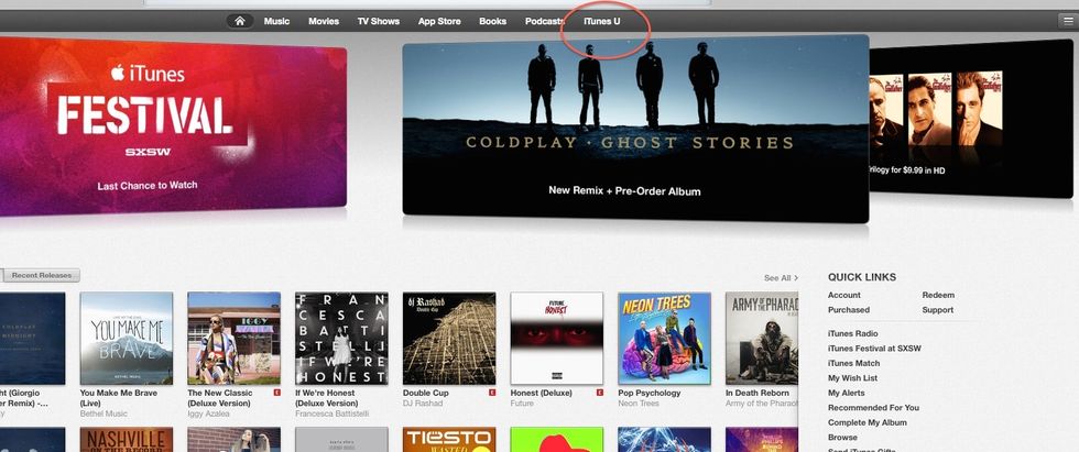 Click on iTunes U to browse educational courses and lessons available; or...