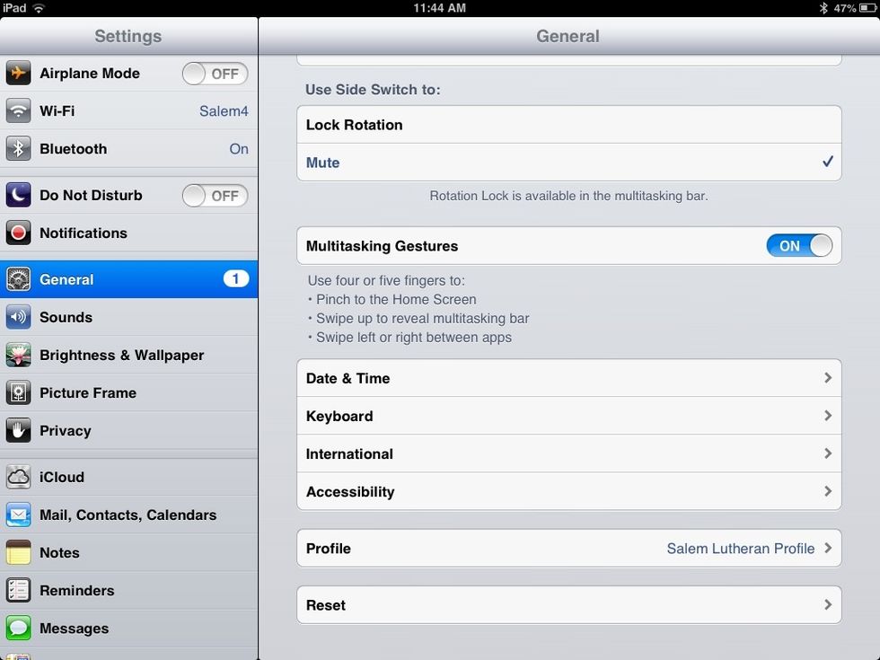 Click on "Mail, Contacts, Calendars" in the margin on the left-hand side