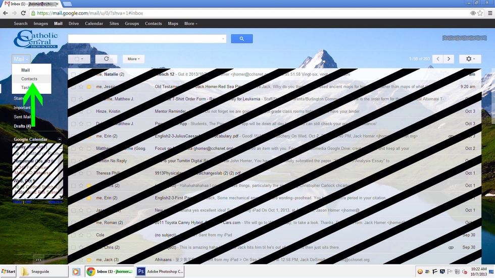 Click on Mail in the top left corner, then select Contacts