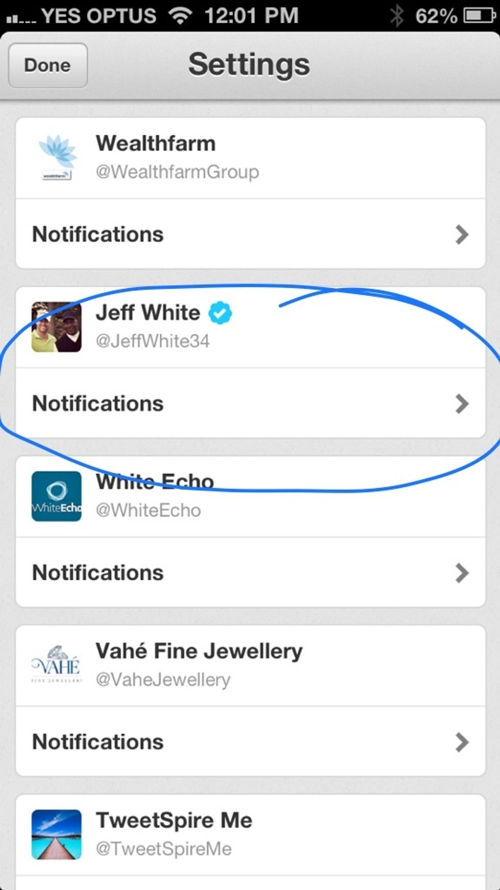 Click on notifications under your own Twitter handle.