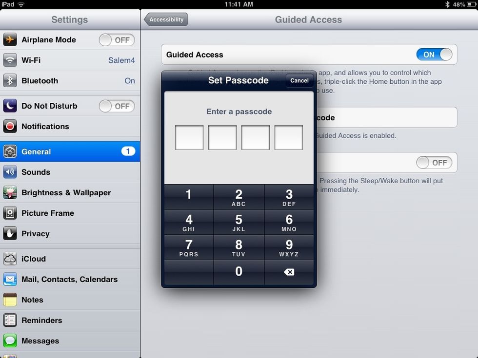 Click on "set passcode" and pick a passcode that's easy to remember like the year you were born.